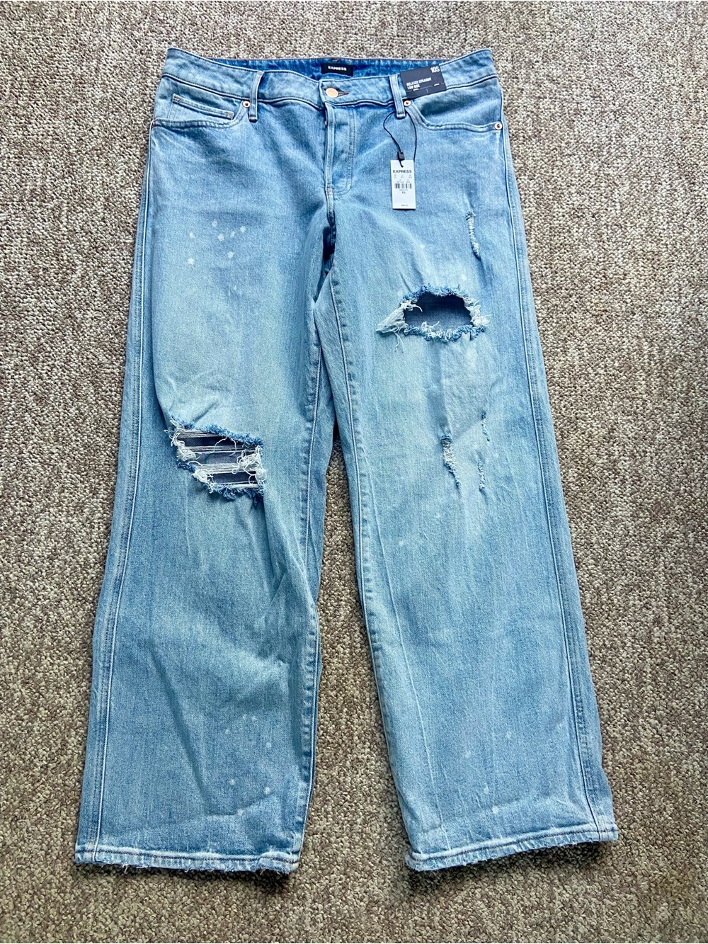 Express Light Blue Relaxed Straight Jeans Low Rise